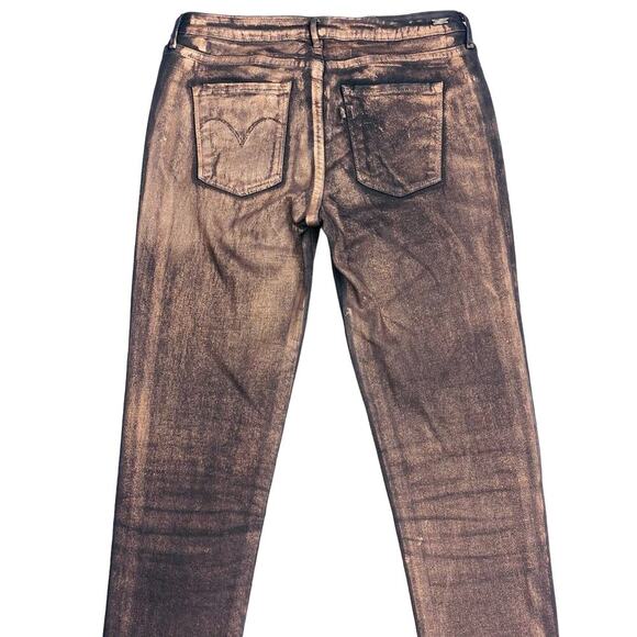 LEVI'S Foil Coated Low Rise Shimmer Leggings Jeggings Sz 26 Copper - Picture 4 of 5